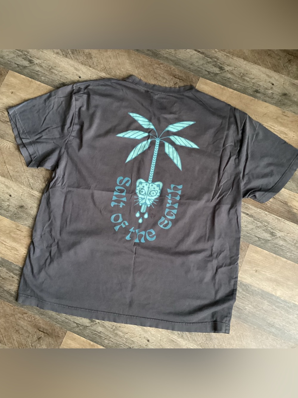 Salt of the Earth Graphic Short Sleeve Tee - Charcoal with Teal Print